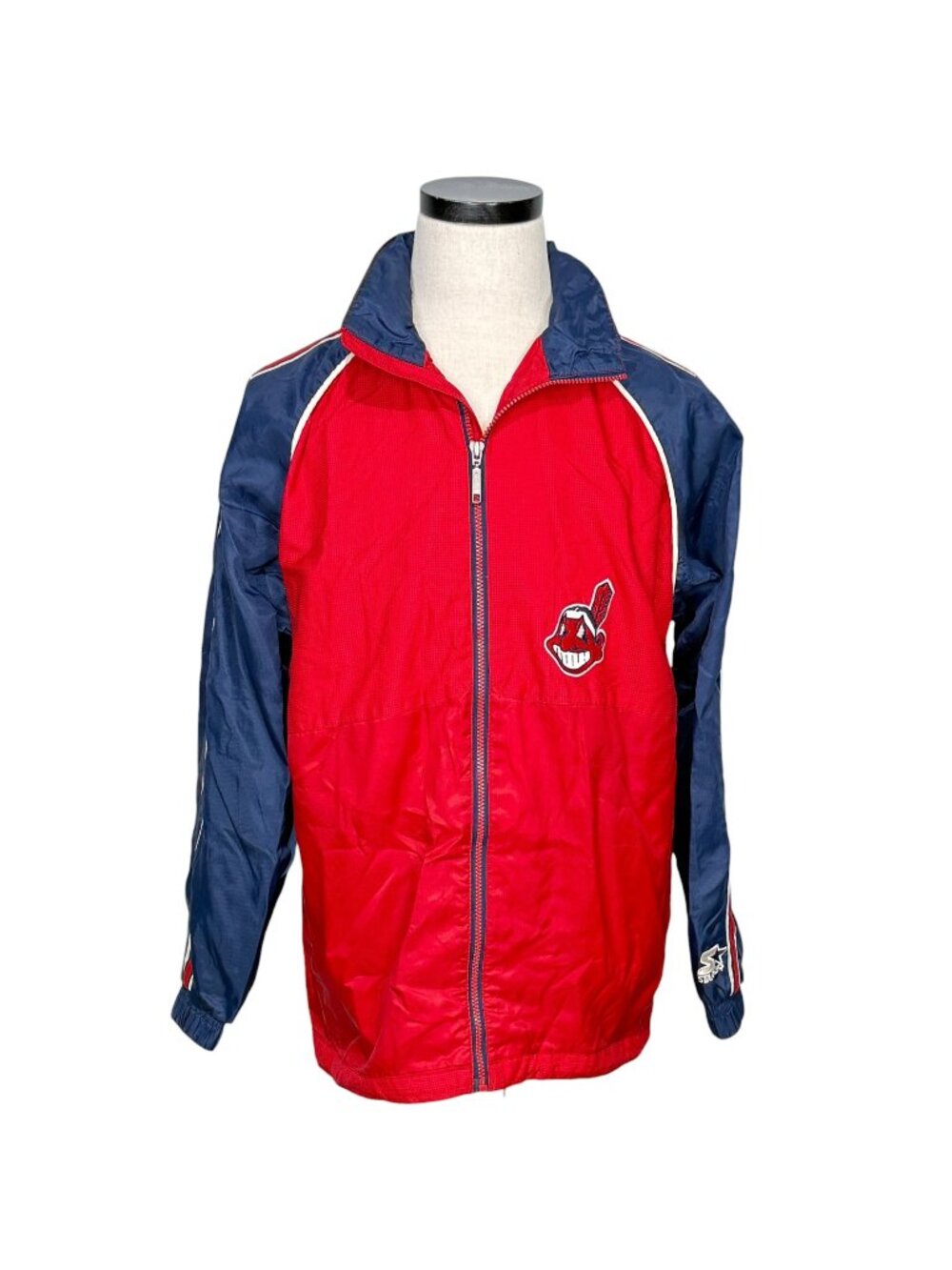 Cleveland Indians Starter Red & Navy 90s Windbreaker Jacket Small MLB Genuine